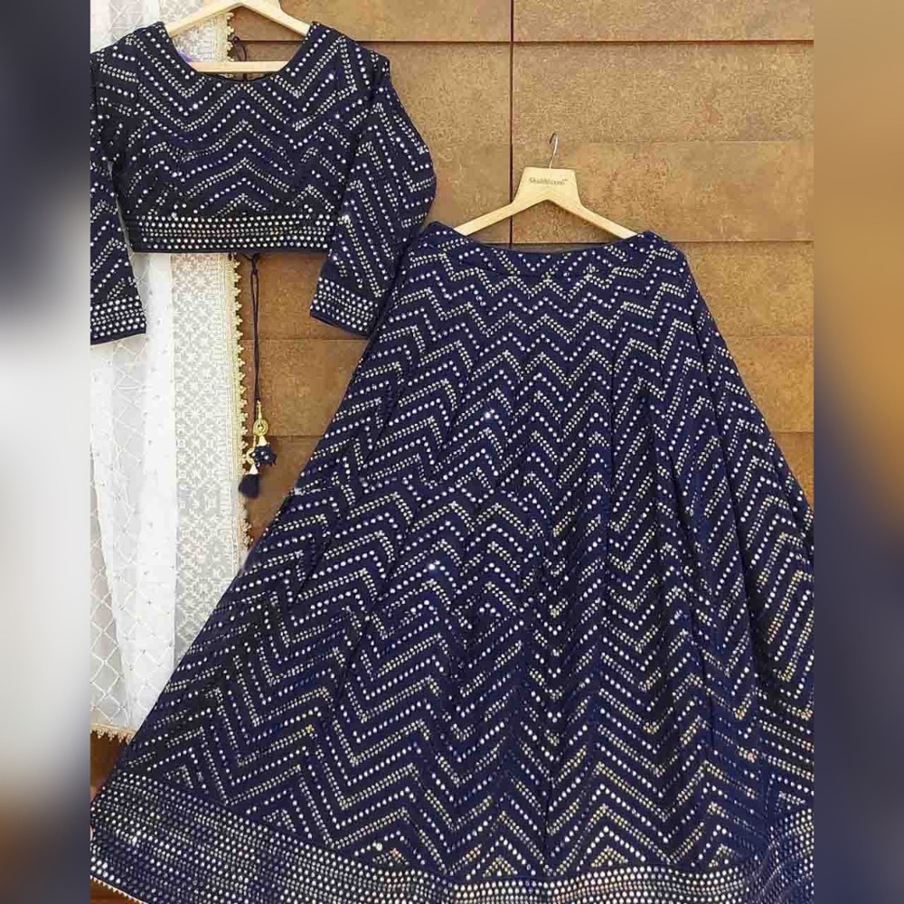 Navy blue lengha. Indian/Pakistani dress/suit